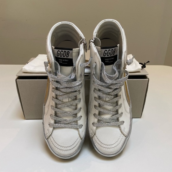 Golden Goose Slide White/Gold/Silver sz 39 NIB - Picture 9 of 11